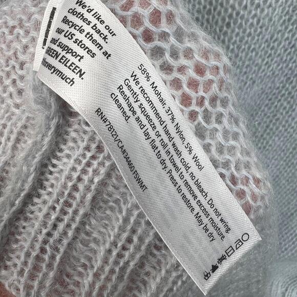 Eileen Fisher Mohair Wool Chain Knit Sweater Womens M Gray Boat Neck NWOT - Picture 5 of 7